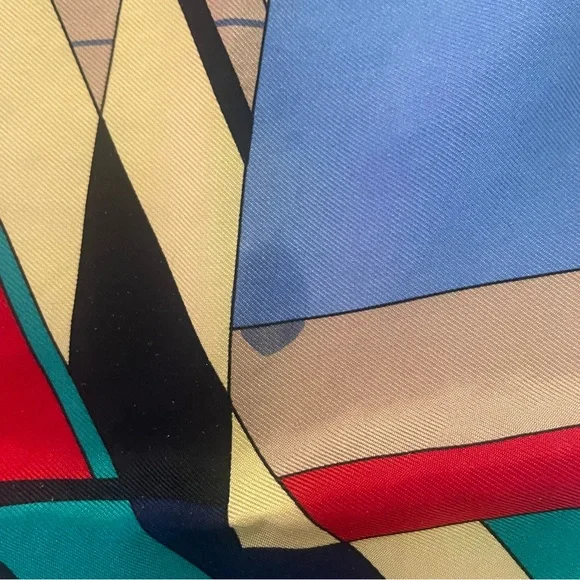 Ginnie Johansen Vintage 80’s Multicolor Geometric Silk Scarf - Designer Style - Picture 3 of 4